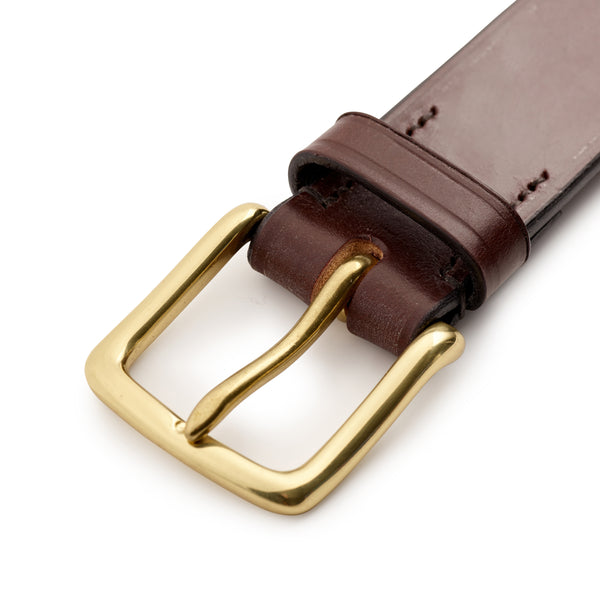 Chestnut Leather Belt with Brass Buckle Frame