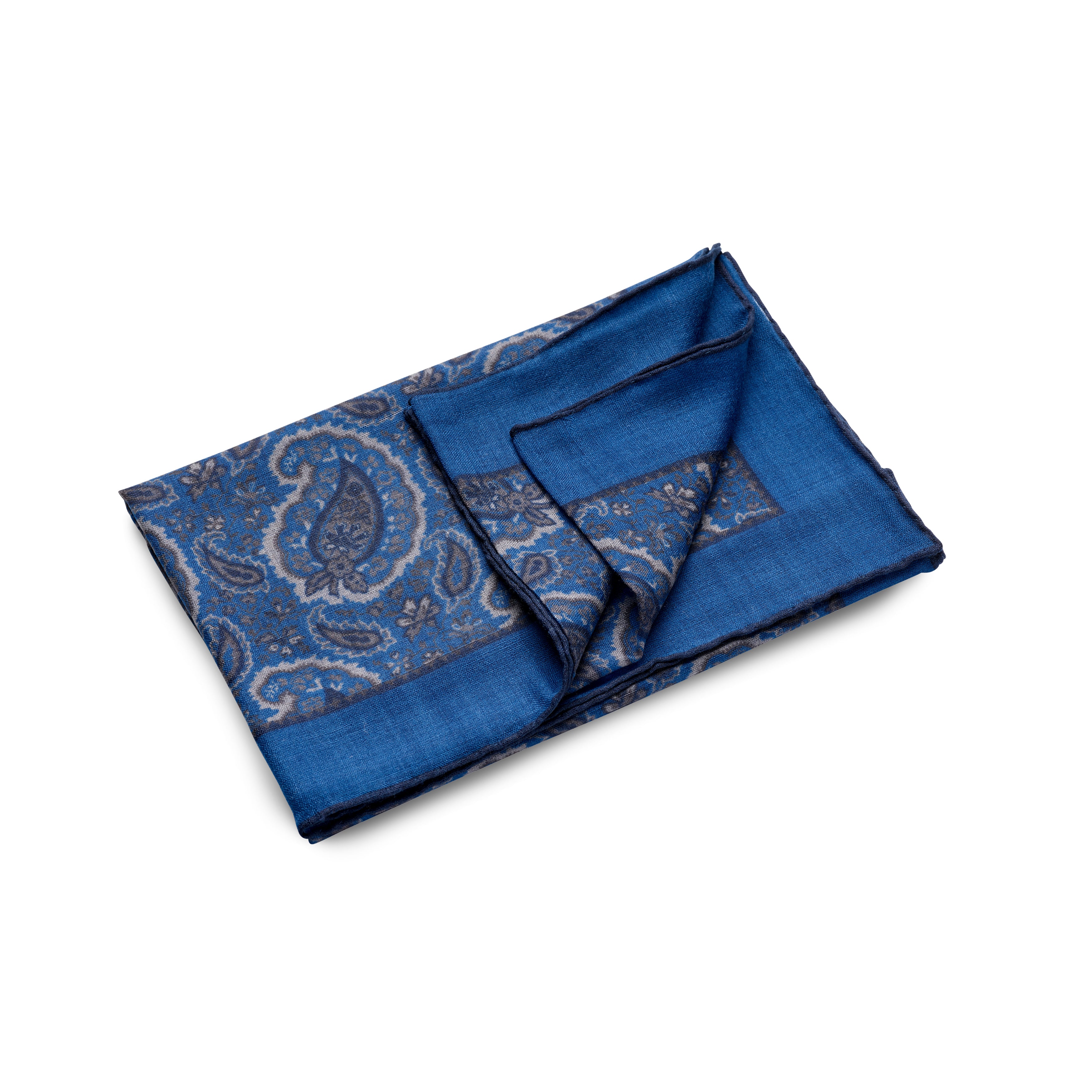 Paolo Albizzati Navy lightweight scarf and Deep Ocean Blue Border