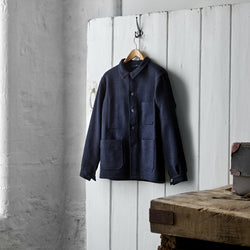 Luxury Mens Navy Utility Jacket, from the finest quality Fox Brothers overcoating cloth