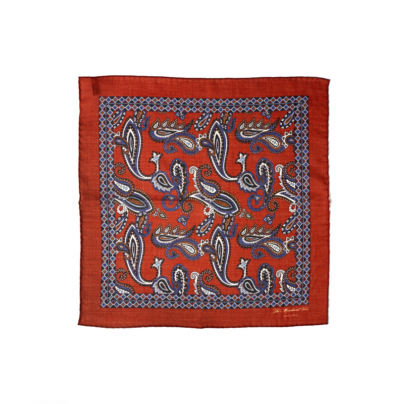Fox Copper Red Paisley Pocket Square